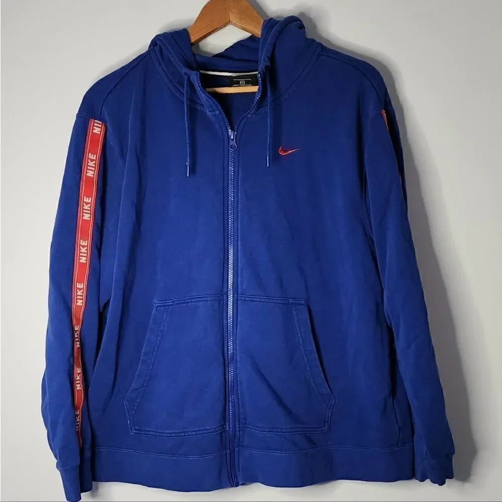 Nike full zip men's hooded full zip sweatshirt size 1X spellout sleeve